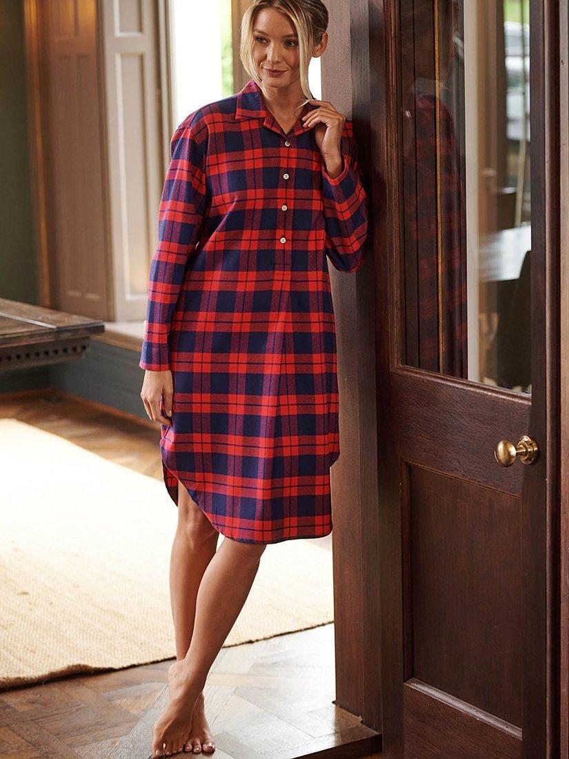 Product image 1 of 5, which shows British Boxers Tartan Brushed Cotton Nightshirt, Dumbarton, XS