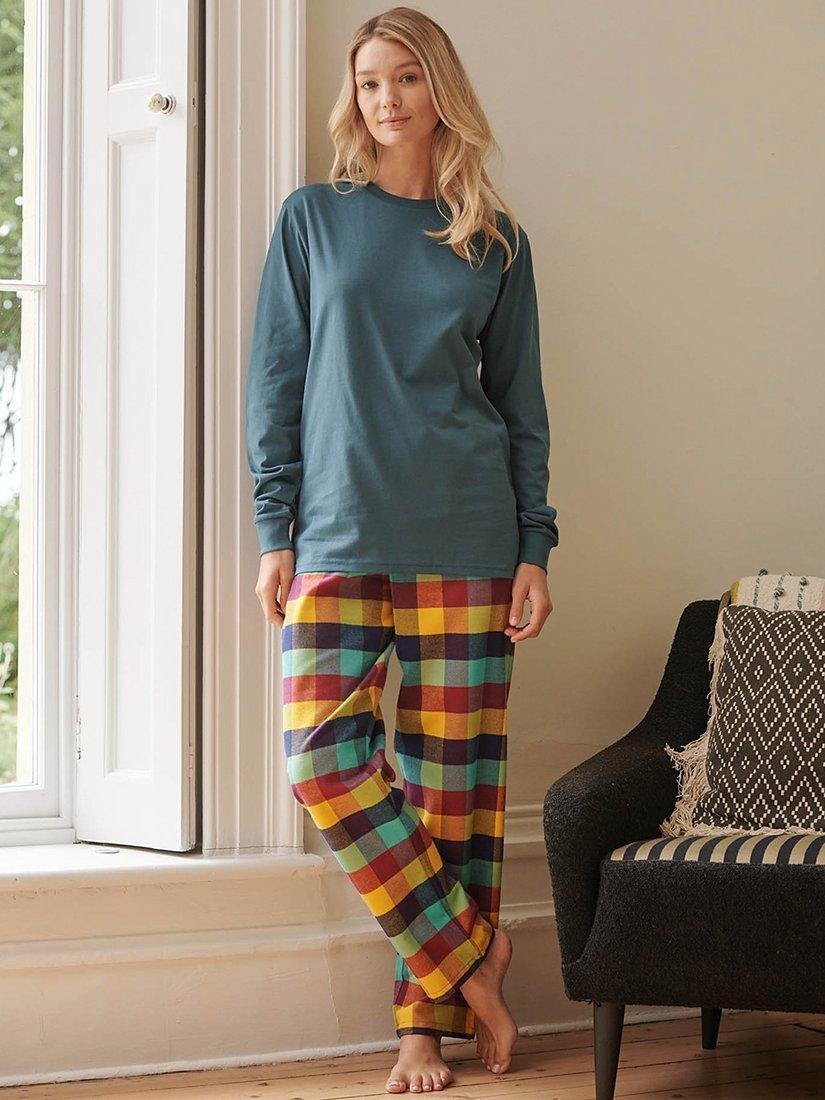 Product image 1 of 3, which shows British Boxers Check Brushed Cotton Pyjama Trousers, Edinburgh, XS