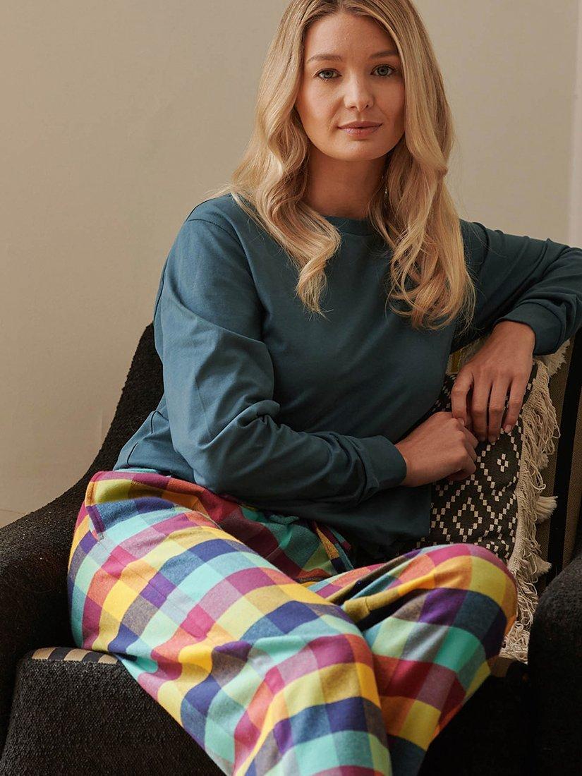 Product image 2 of 3, which shows British Boxers Check Brushed Cotton Pyjama Trousers, Edinburgh, XS