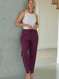 British Boxers Herringbone Brushed Cotton Pyjama Trousers, Cahors Damson