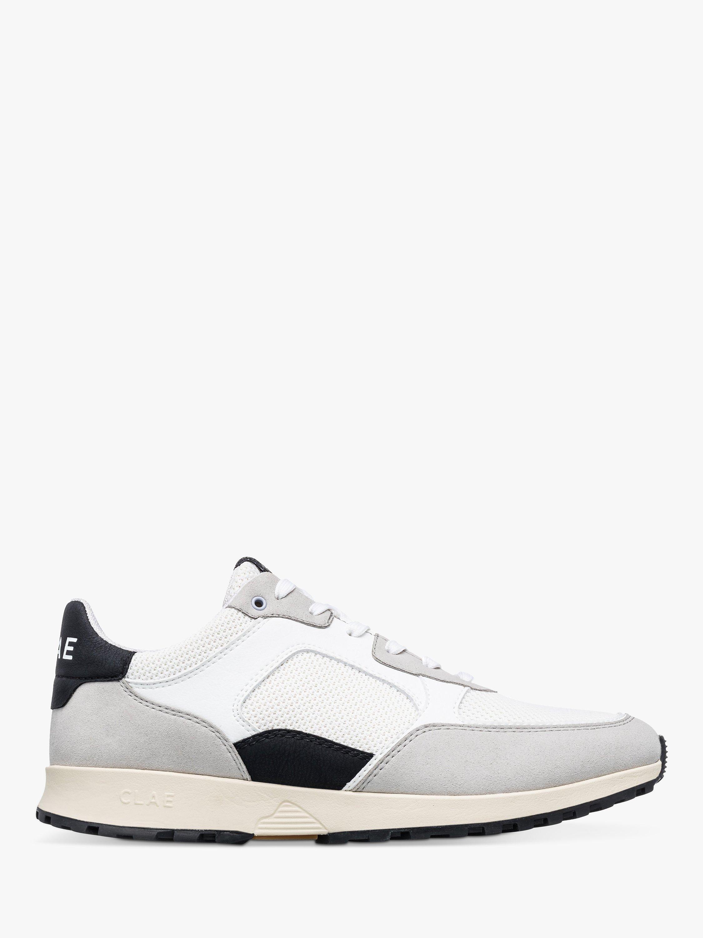 Product image 1 of 5, which shows CLAE Joshua Lace Up Trainers, Microchip White/Black, 7