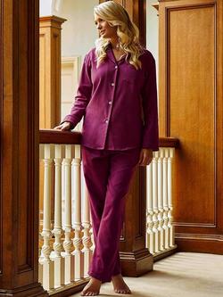 Herringbone Brushed Cotton Pyjama Set, Cahors Damson