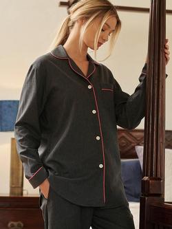 British Boxers Herringbone Cotton Twill Pyjama Set, Slate