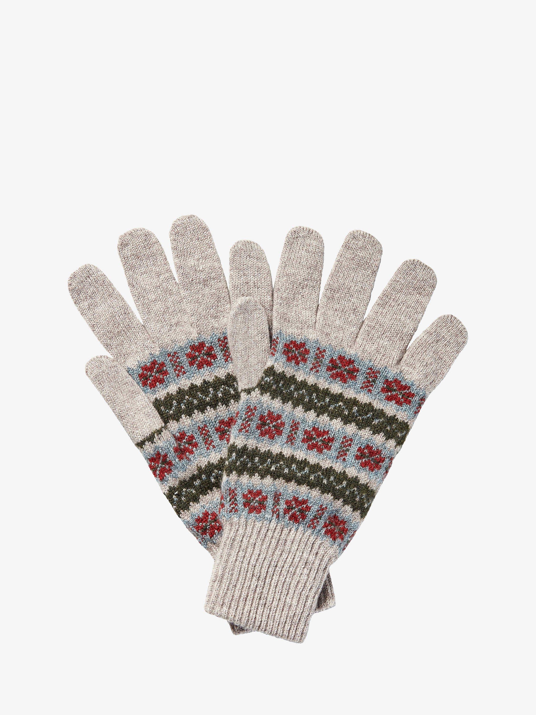 Brora Cashmere Fair Isle Gloves, Ash/Sorrel, One Size