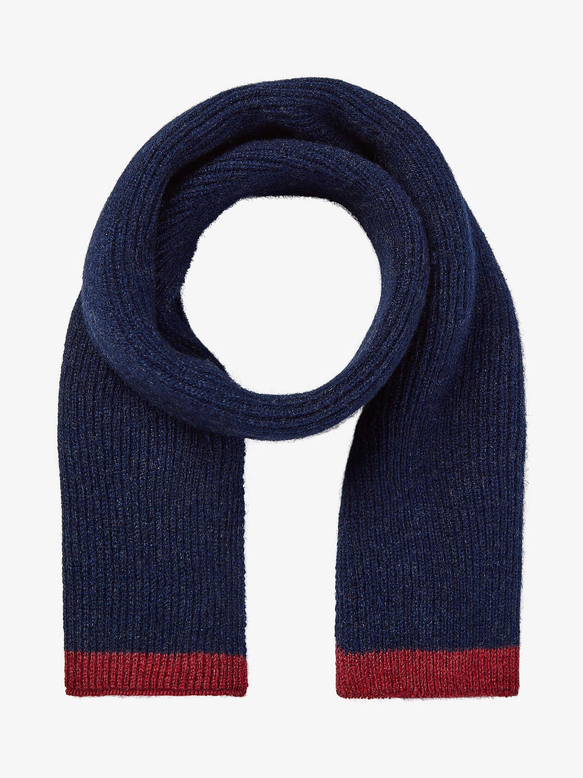 Brora Colour Block Ribbed Throat Warmer Scarf, French Navy/Henna