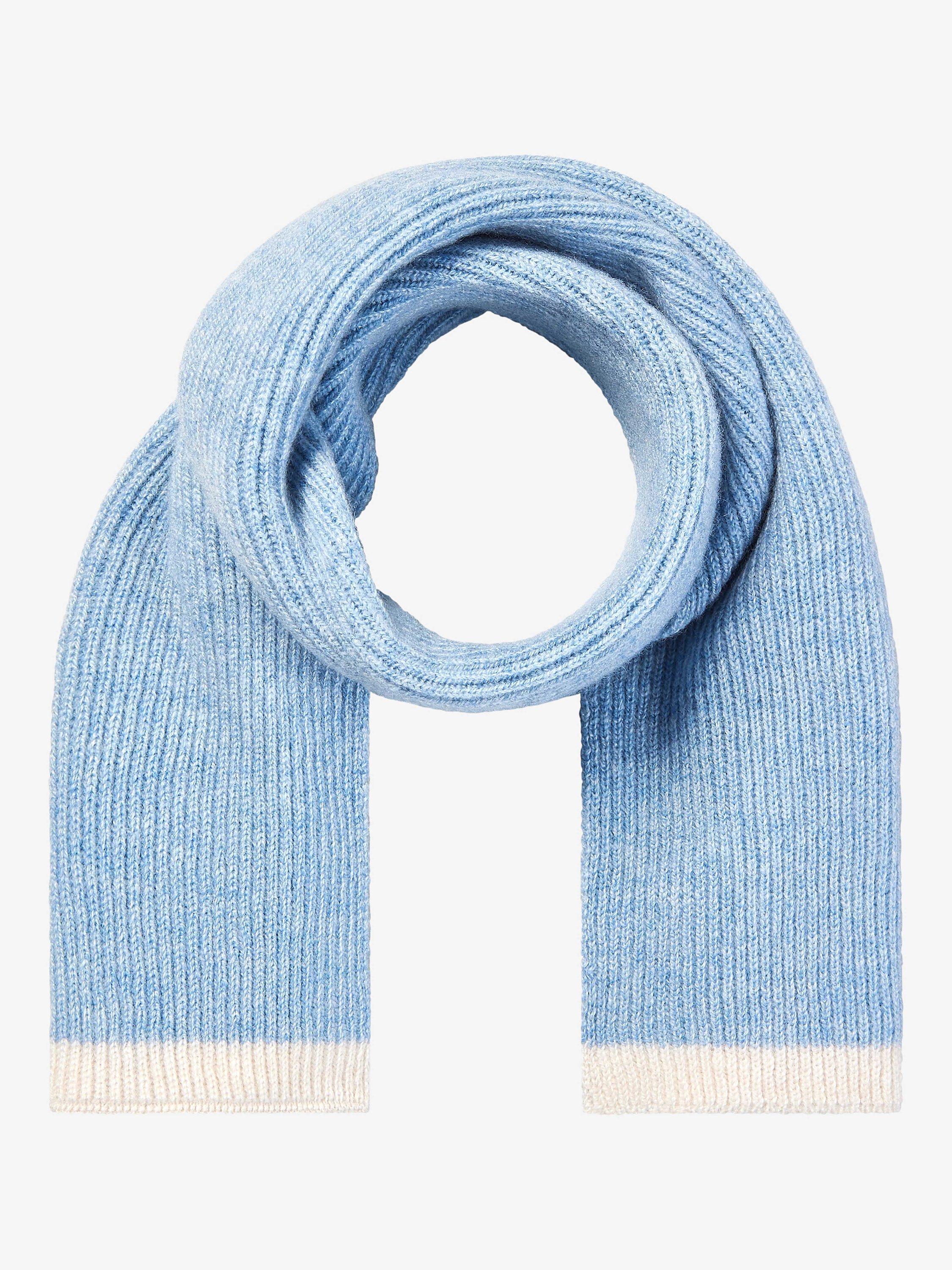 Brora Colour Block Ribbed Throat Warmer Scarf, Glacier/Swan
