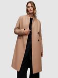 AllSaints Sidney Slim Fit Wool Blend Coat, Camel