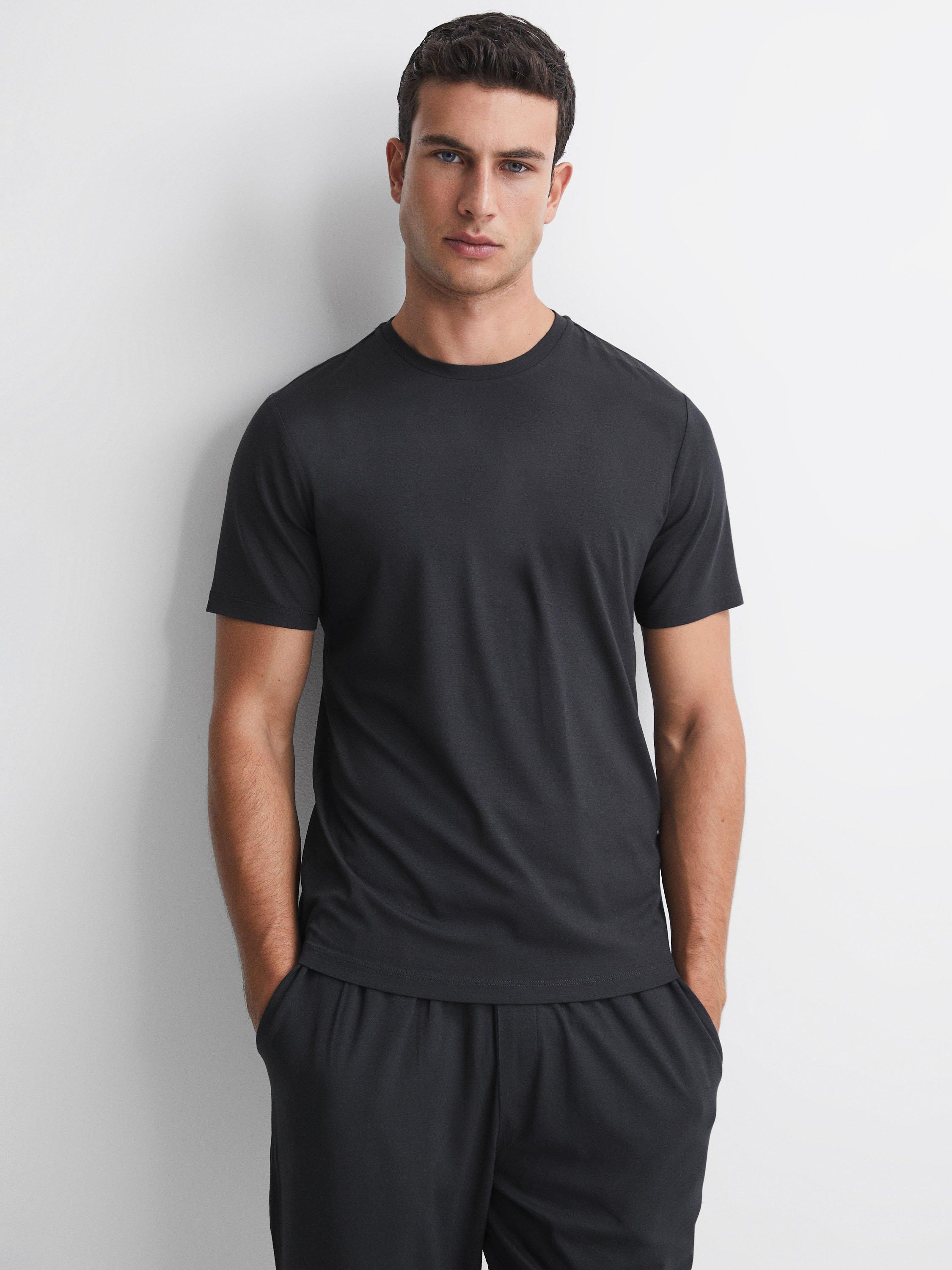 Reiss Holt Short Sleeve Jersey T-Shirt, Charcoal