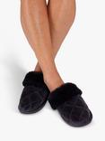 Pretty You London Gigi Quilted Mule Slippers, Raven