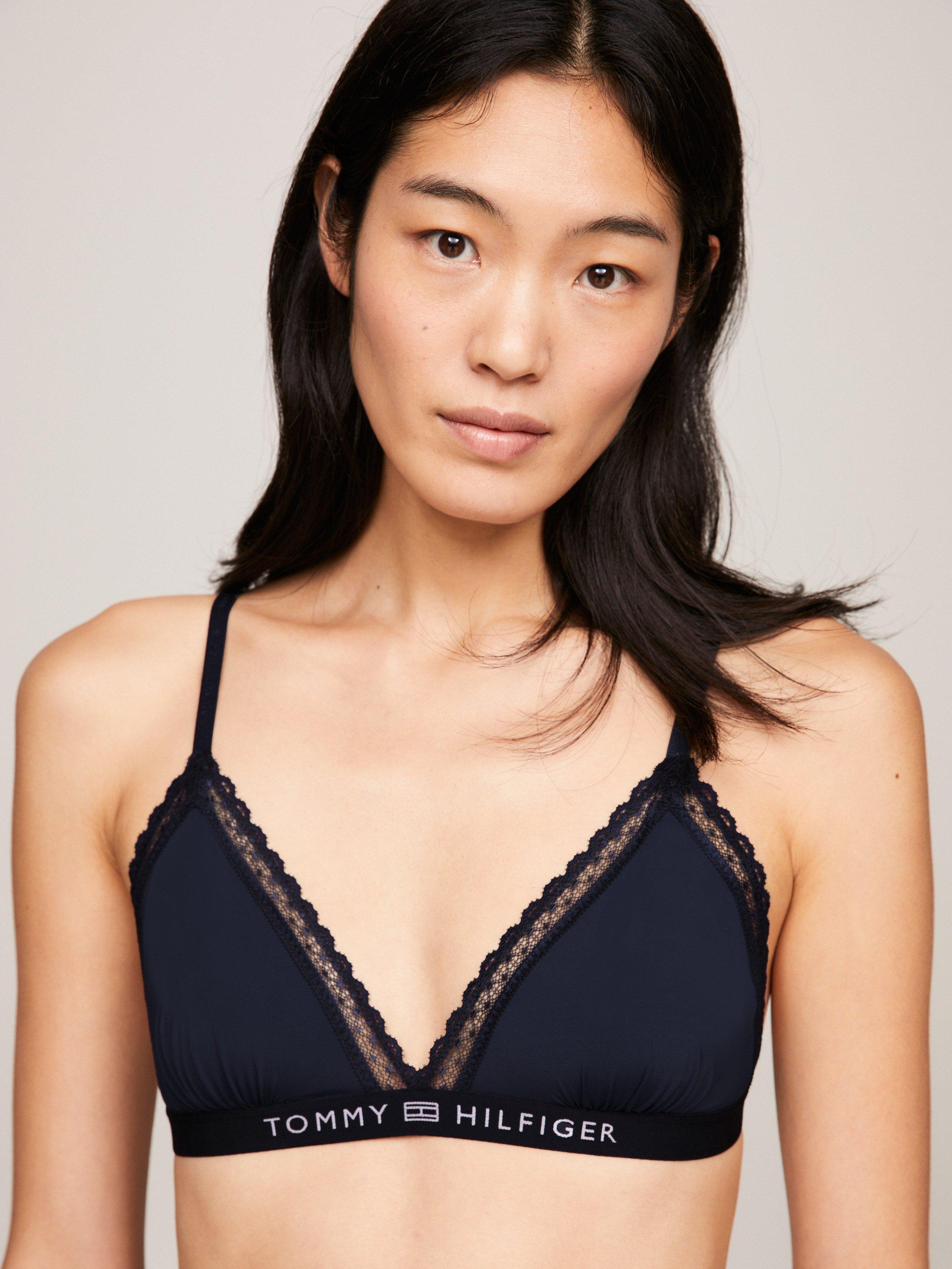 Product image 4 of 6, which shows Tommy Hilfiger Lace Unlined Triangle Bra, Desert Sky, L