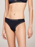 Tommy Hilfiger Tonal Logo Lace Edge Thong, Desert Sky