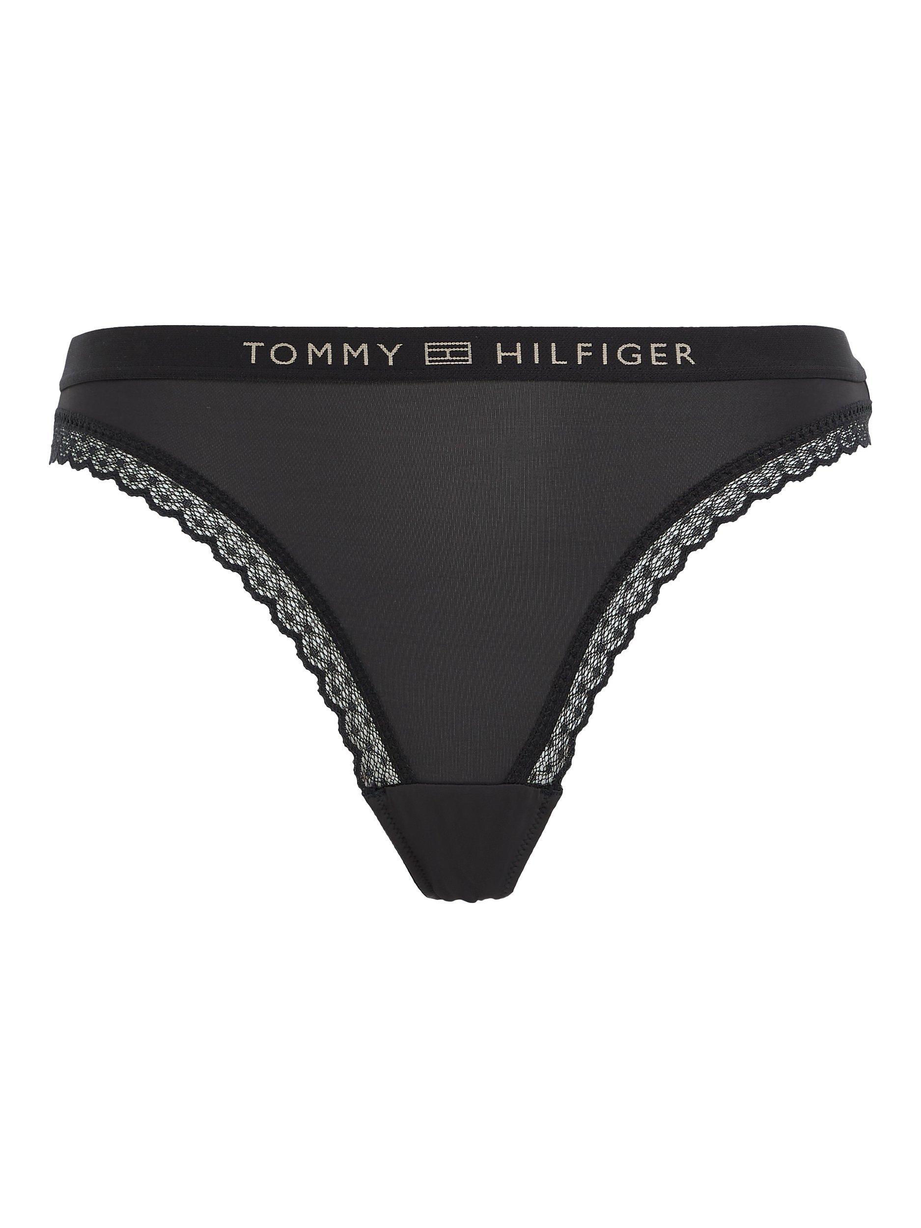 Product image 6 of 6, which shows Tommy Hilfiger Tonal Logo Lace Knickers, Black, S