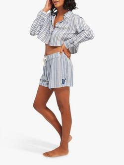 Nudea Organic Cotton Cropped Night Shirt - view 2, White/Navy