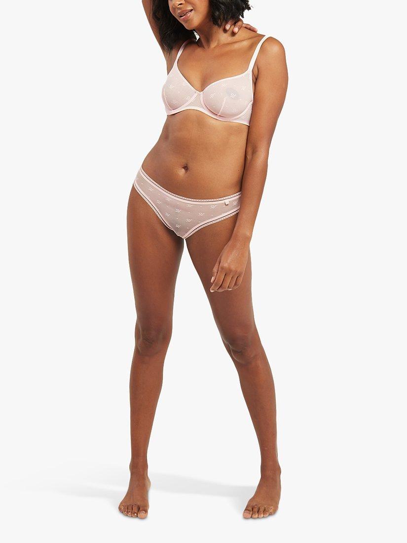 Nudea Lift Mesh Logo Balconette Bra, Blush Pink