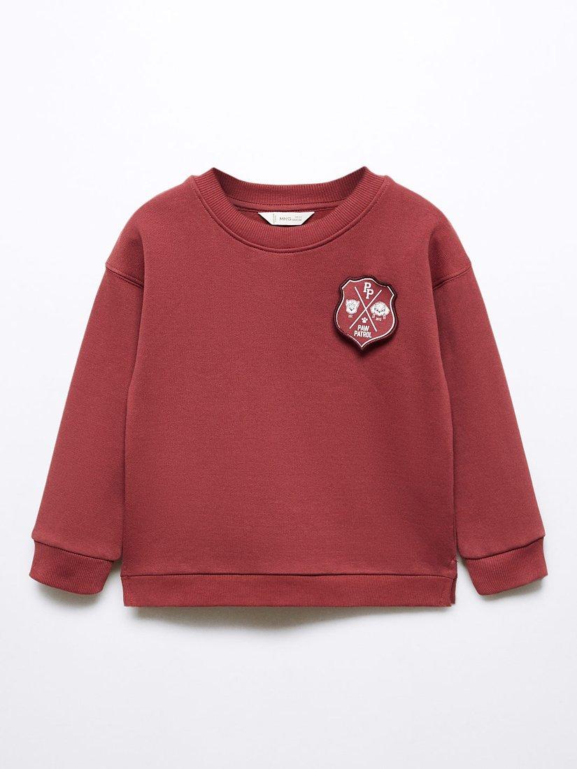 Product image 1 of 5, which shows Mango Kids' Paw Patrol Sweatshirt, Dark Red, 12-18 months