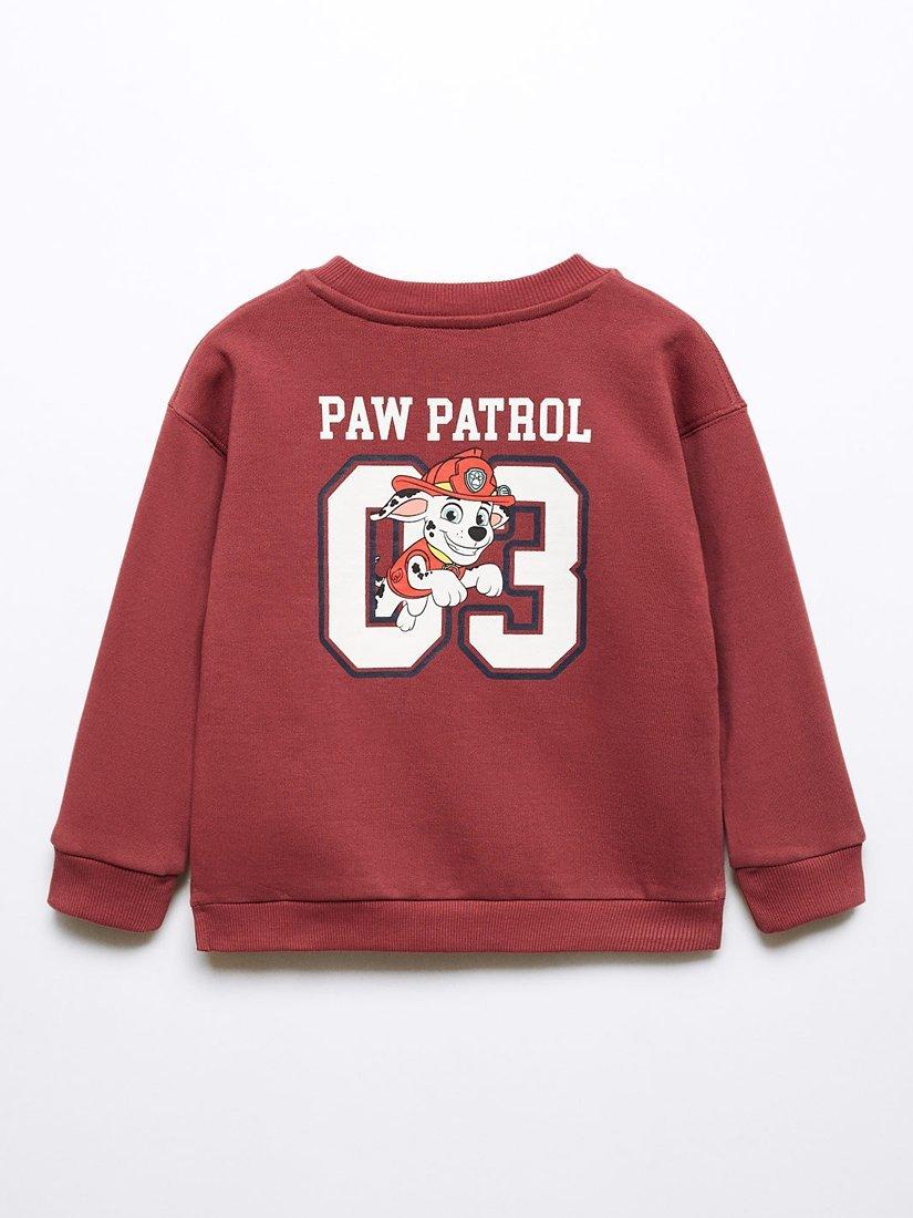 Product image 2 of 5, which shows Mango Kids' Paw Patrol Sweatshirt, Dark Red, 12-18 months
