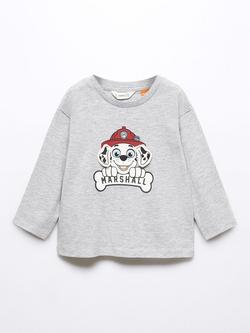 Mango Kids' Paw Patrol Long Sleeve T-Shirt, Medium Grey, Medium Grey