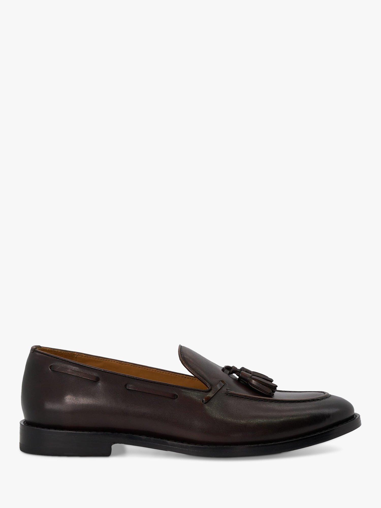Product image 1 of 5, which shows Dune London Sandders Leather Tassle Loafers, Dark Brown, 6