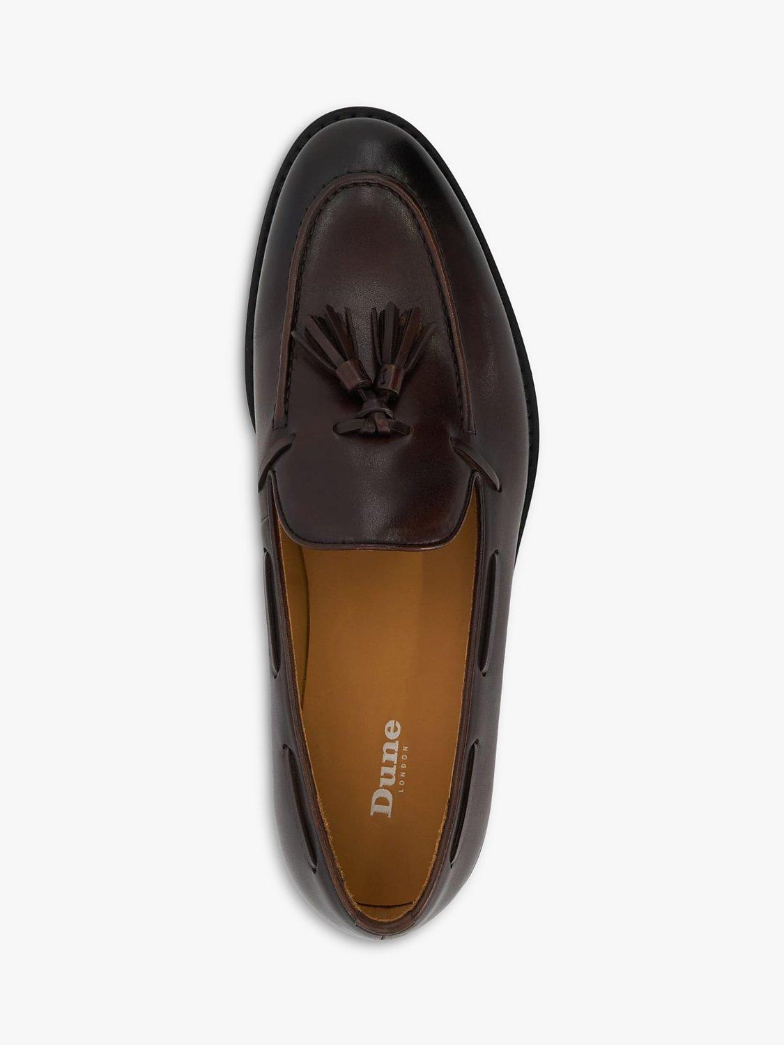 Product image 4 of 5, which shows Dune London Sandders Leather Tassle Loafers, Dark Brown, 6