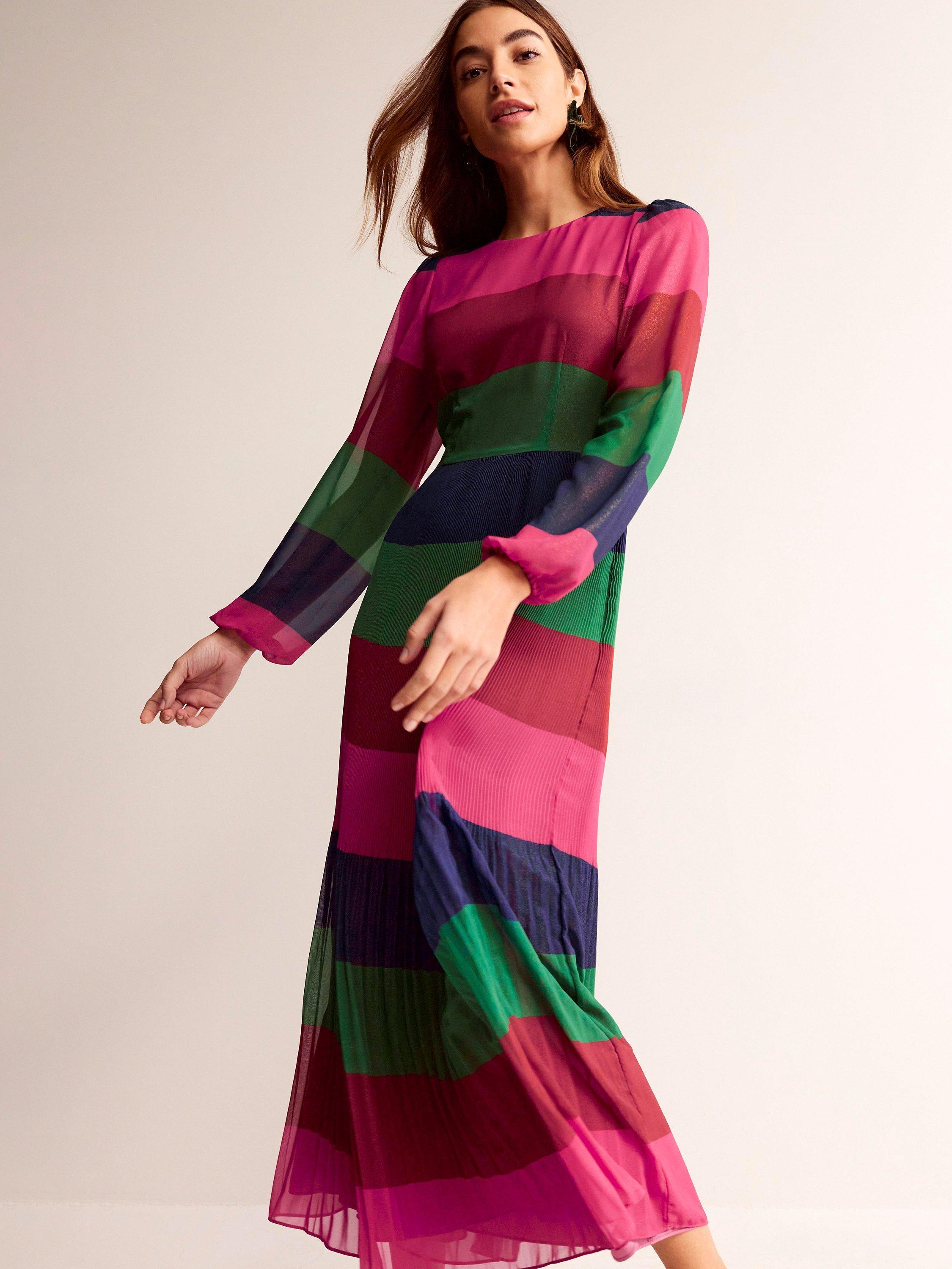Boden Colour Block Stripe Dress, Multi