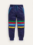 Mini Boden Kids' Warrior Rainbow Stripe Reinforced Knee Joggers, Twilight Blue