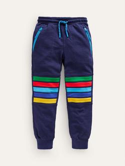 Mini Boden Kids' Warrior Rainbow Stripe Reinforced Knee Joggers, Twilight Blue, Twilight Blue