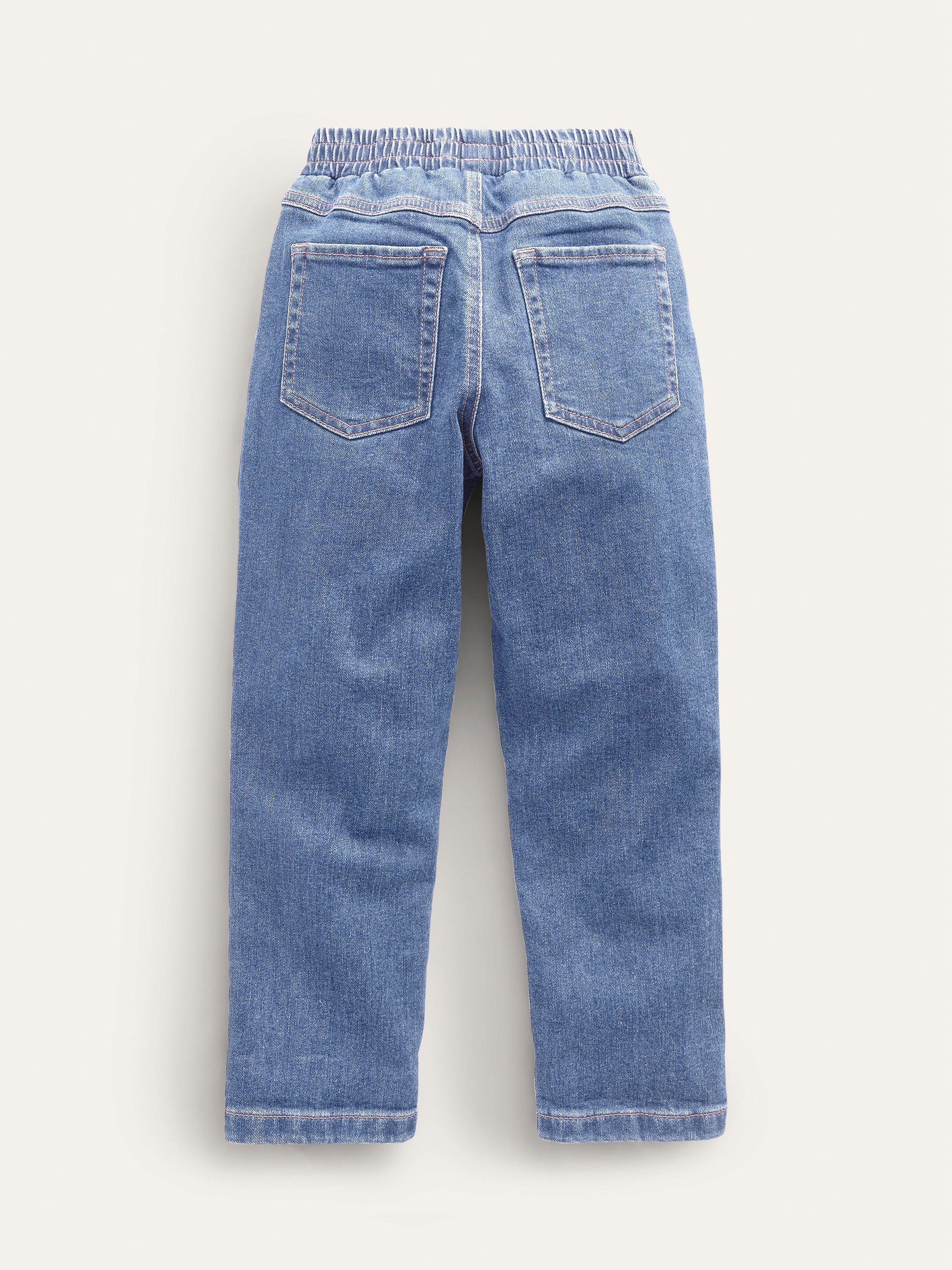 Mini Boden Kids' Pull-On Elasticated Waist Denim Jeans, Mid Wash, 3 years