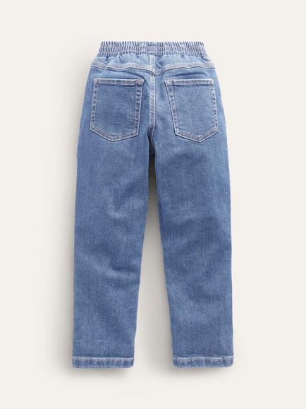 Mini Boden Kids' Pull-On Elasticated Waist Denim Jeans, Mid Wash - view 2, Mid Wash