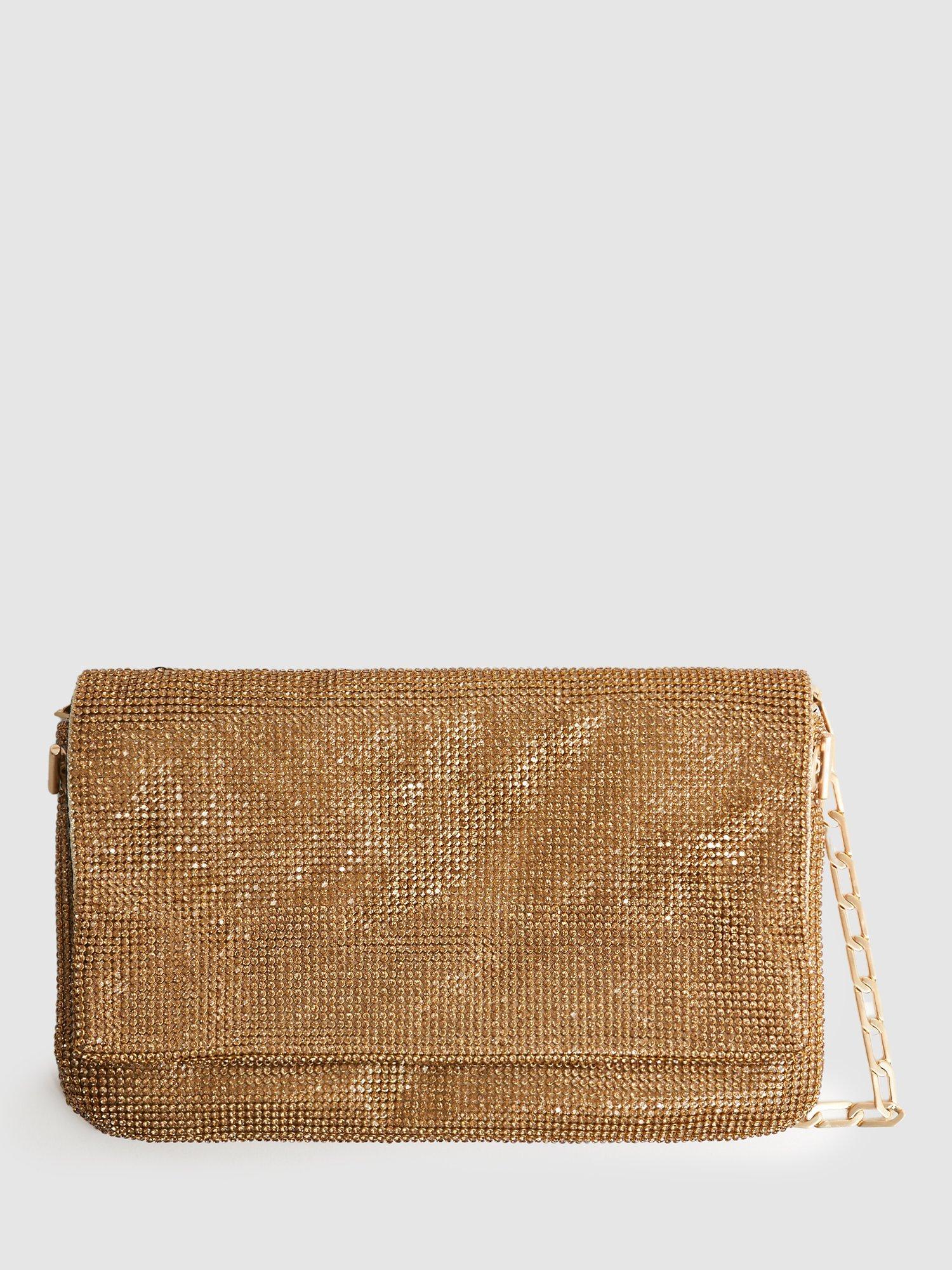 Reiss Soho Embellished Clutch Bag, Bronze, One Size
