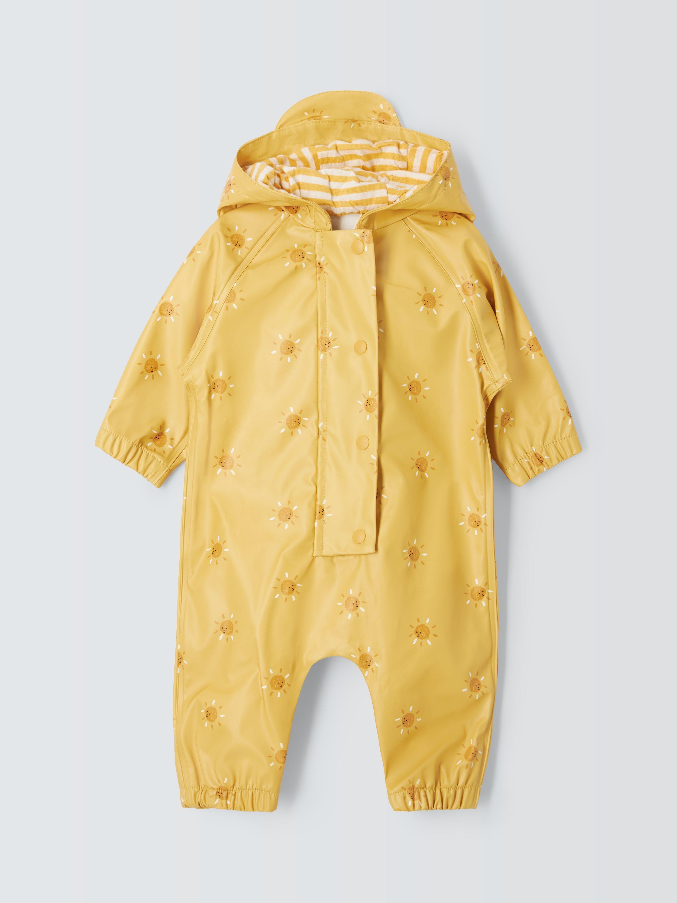 John Lewis Baby Sun Print Waterproof All In One Rain Suit Yellow Multi