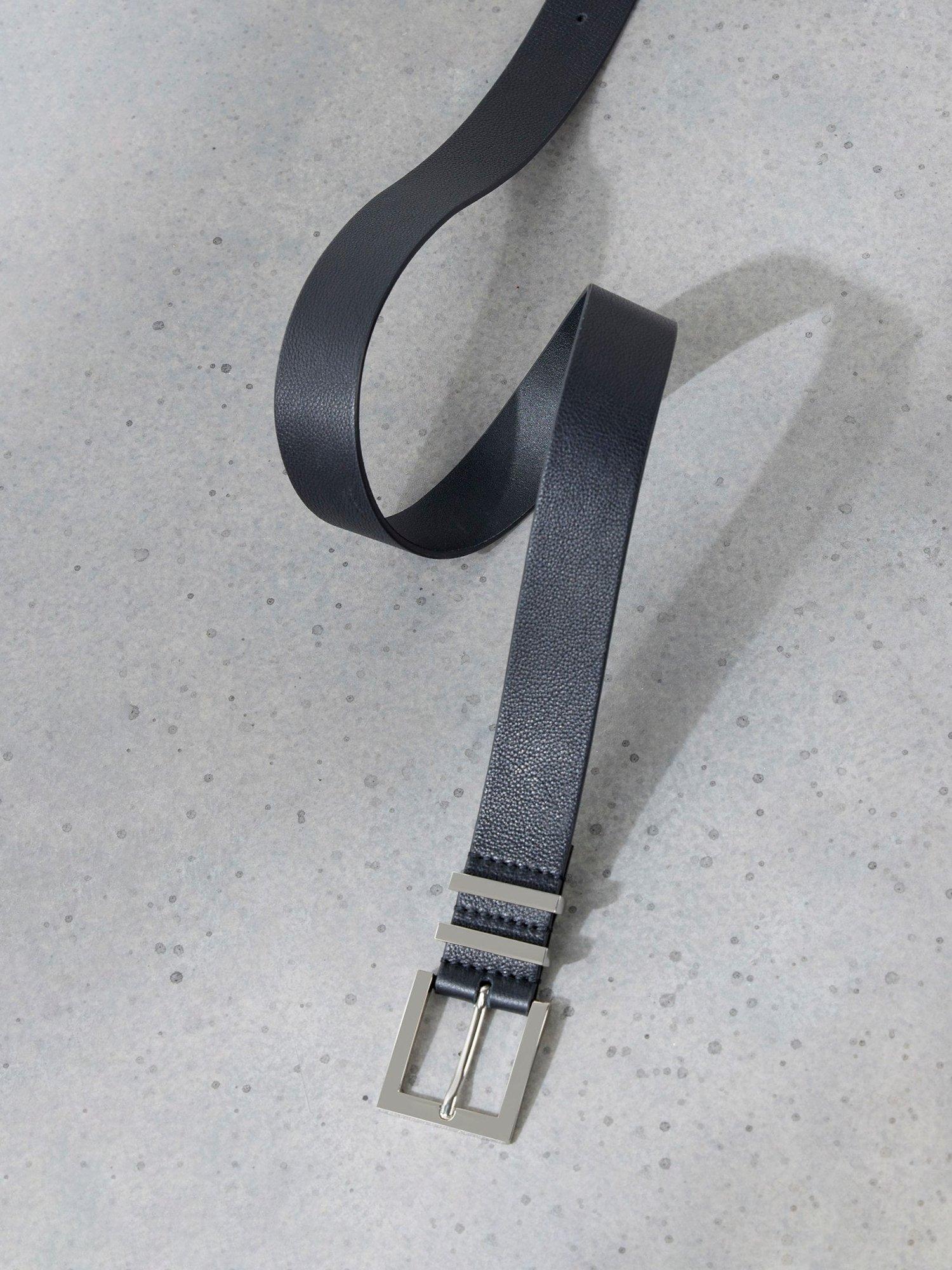 Mint Velvet Square Buckle Leather Belt, Black
