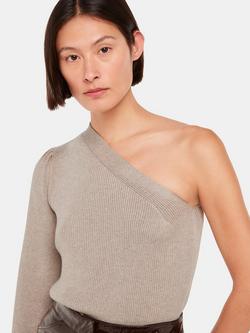 Whistles One Shoulder Rib Knit Jumper, Neutral, Neutral