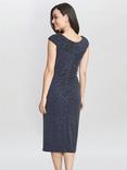 Gina Bacconi Celia Metallic Sleeveless Dress, Navy/Silver