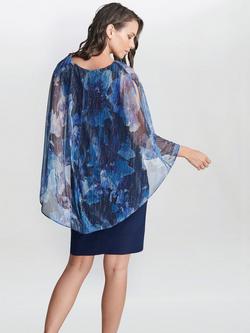 Gina Bacconi Brenya Popover Dress, Navy/Silver - view 2, Navy/Silver