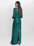 Gina Bacconi Jacynda Sequin Wrap Dress, Emerald