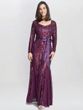 Gina Bacconi Gwen Sequined Gown, Burgundy