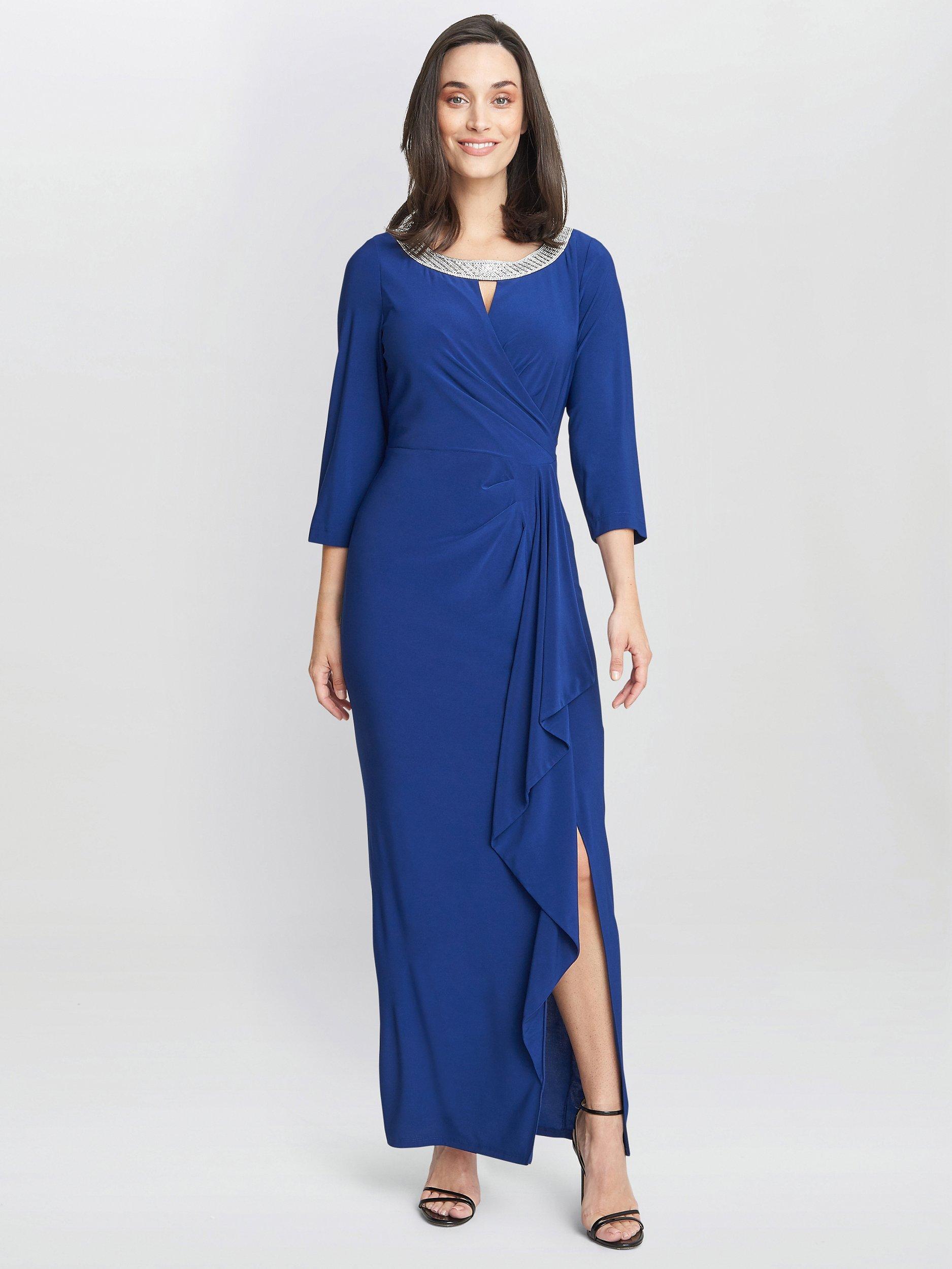 Gina Bacconi Delilah Embellished A-Line Maxi Dress, Royal
