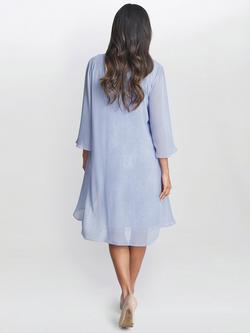 Gina Bacconi Elia Embroidered Dress with Chiffon Jacket, Hydrangea - view 2, Hydrangea