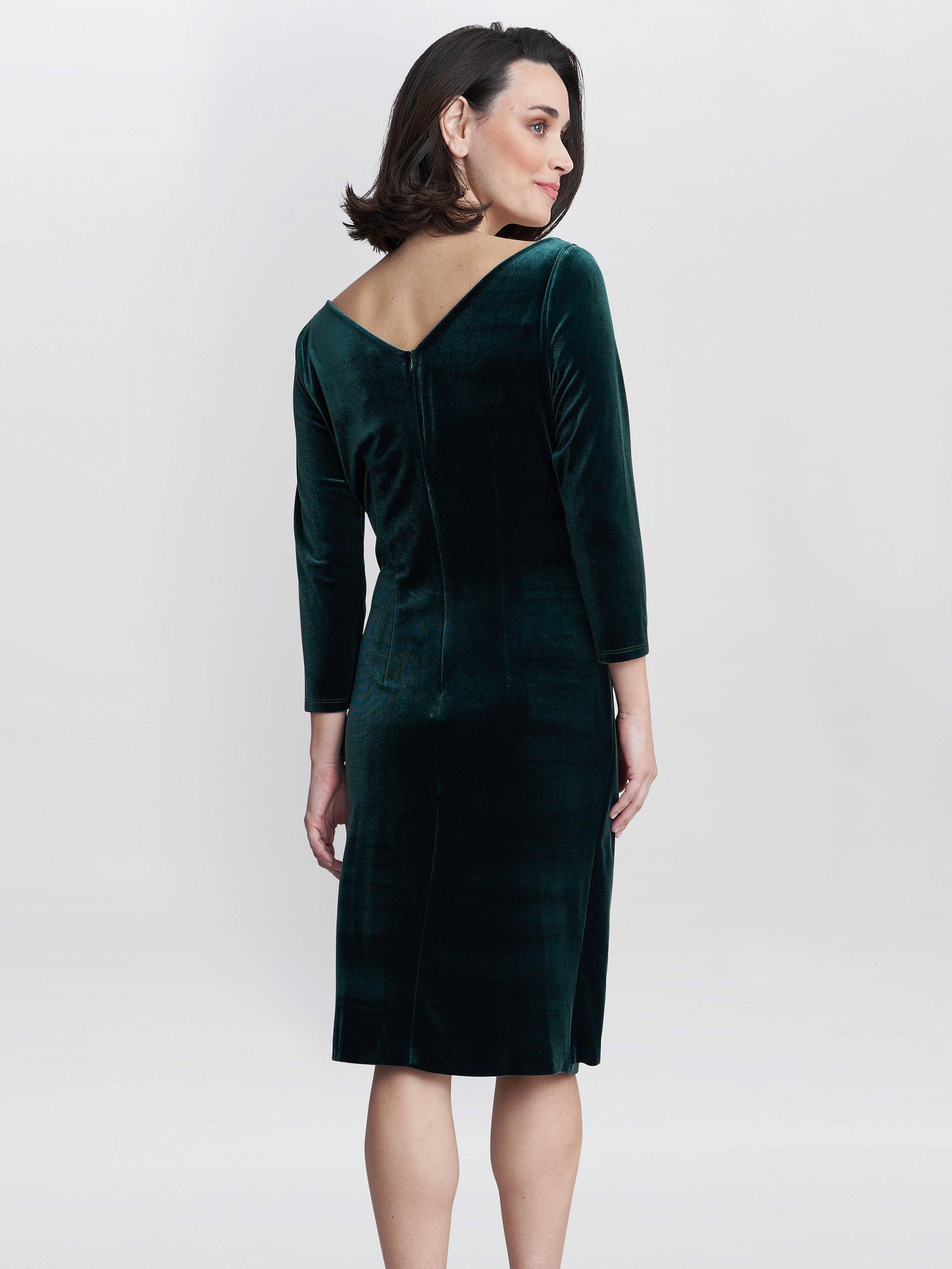 Product image 2 of 5, which shows Gina Bacconi Zoe Velvet Wrap Dress, Green, 12