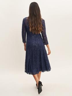 Gina Bacconi Elianna Sequin Cocktail Dress, Black - view 2, Navy