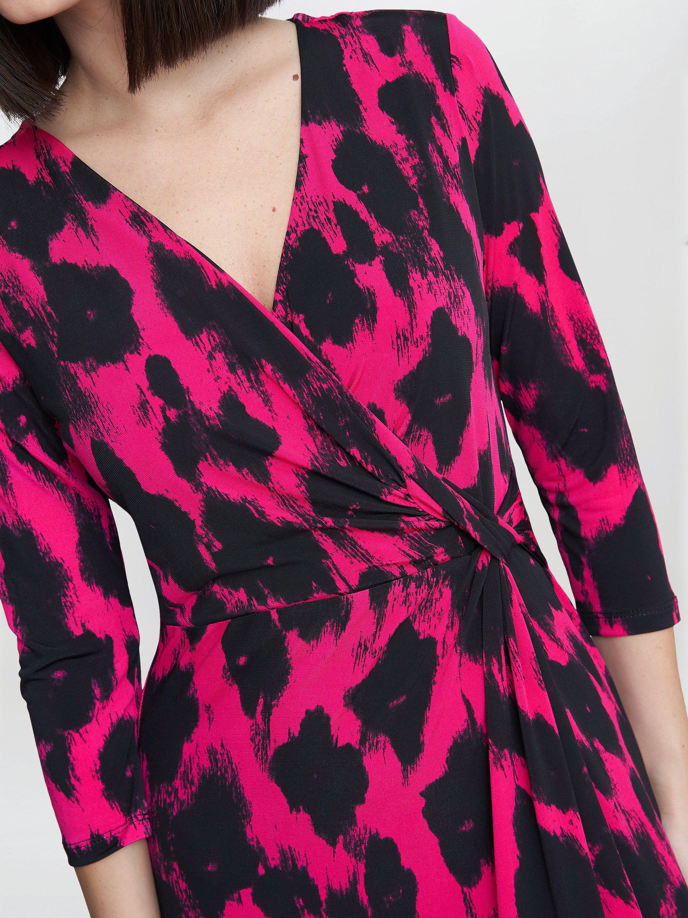 Product image 5 of 5, which shows Gina Bacconi Debra Wrap Maxi Dress, Black/Pink, 8