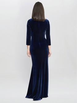Gina Bacconi Sophie Velvet Maxi Dress - view 2, Navy