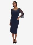 Gina Bacconi Maurine Beaded Dress, Navy/Silver