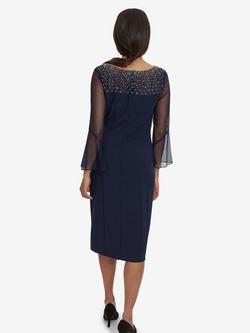 Gina Bacconi Maurine Beaded Dress, Navy/Silver - view 2, Navy/Silver