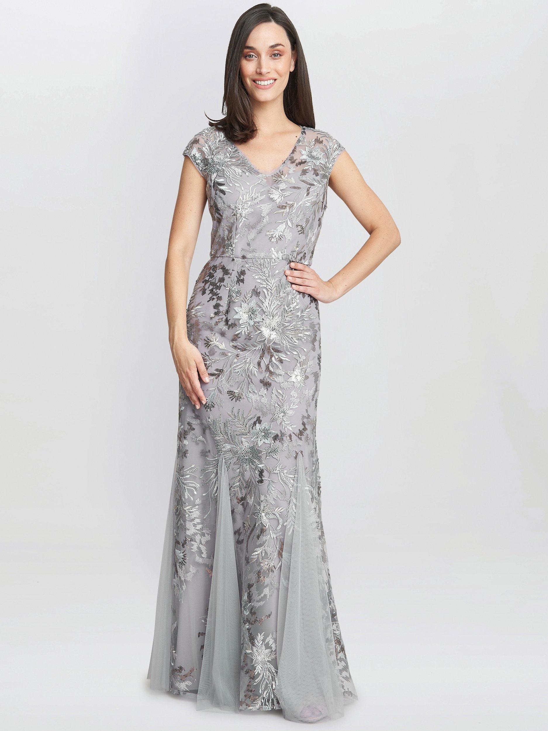 Gina Bacconi Caitlin Sequin Fit And Flare Gown Silver