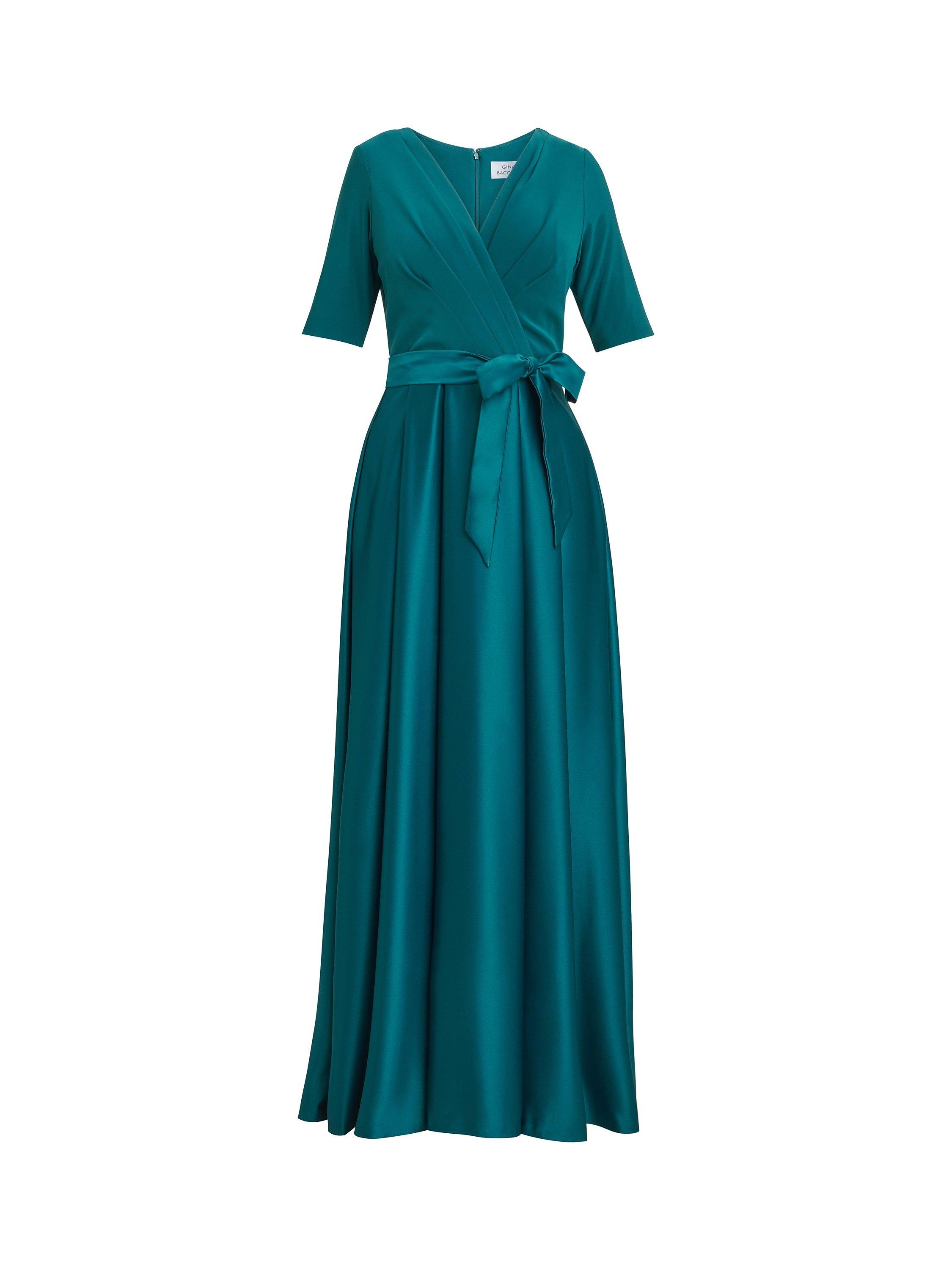 Product image 4 of 5, which shows Gina Bacconi Luna Satin Skirt Maxi Dress, Emerald, 10