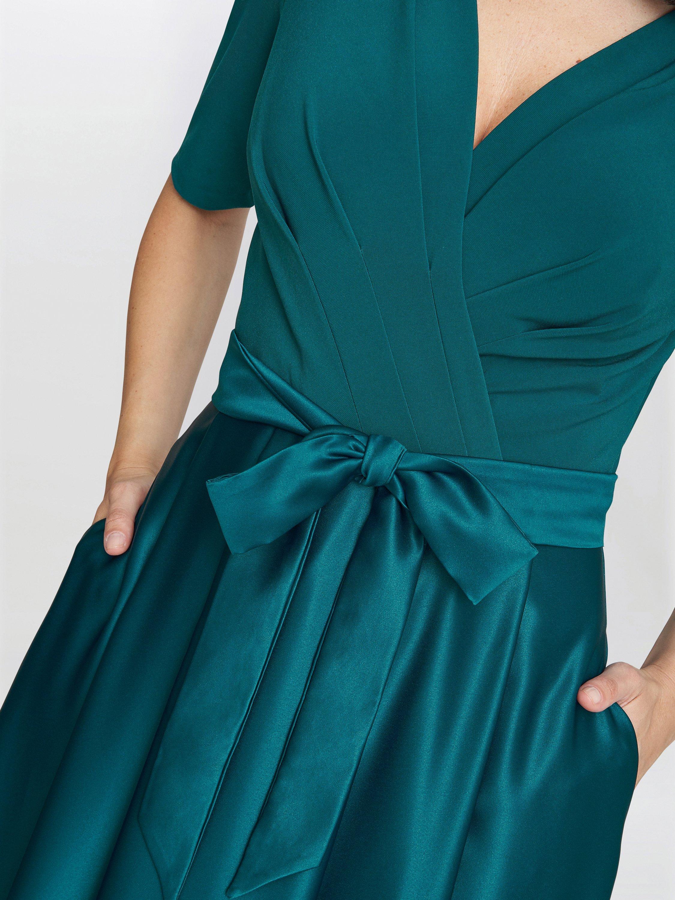 Product image 5 of 5, which shows Gina Bacconi Luna Satin Skirt Maxi Dress, Emerald, 10