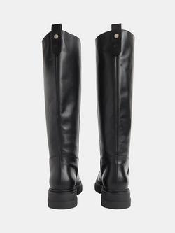 Whistles Maceo Lug Sole Leather Knee High Boots, Black - view 2, Black