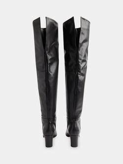 Whistles Inessa Leather Over The Knee Heeled Boots, Black - view 2, Black
