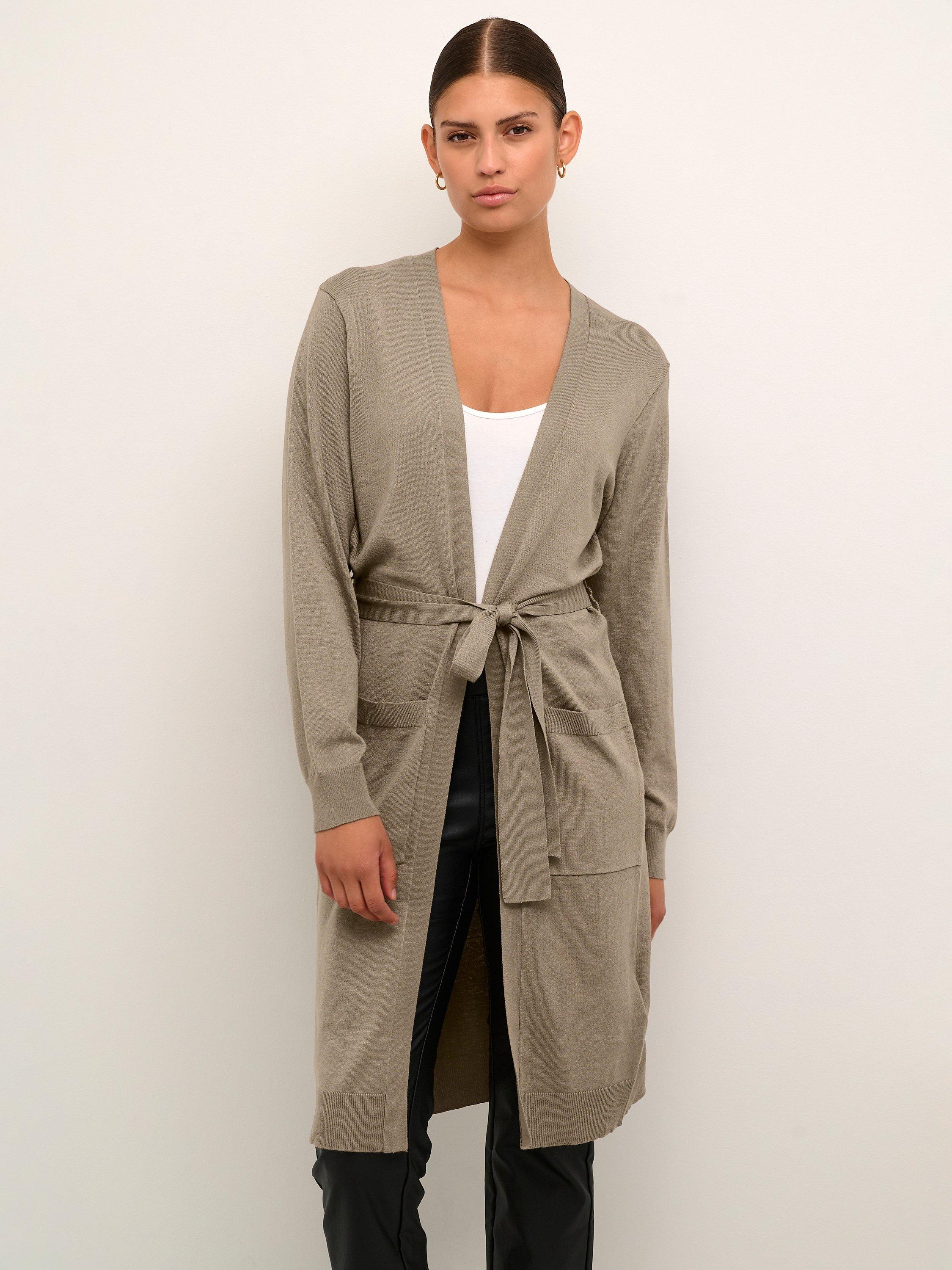 Product image 3 of 6, which shows KAFFE Astrid Tie Detail Cardigan, Brindle, XS